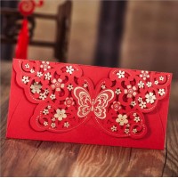 6 Gold Leaf Sakura Cherry Blossom Butterfly Laser Cut Red Lace Red Money Envelope Hong Bao,wedding,anniversary,birthday,new Year,baby Shower